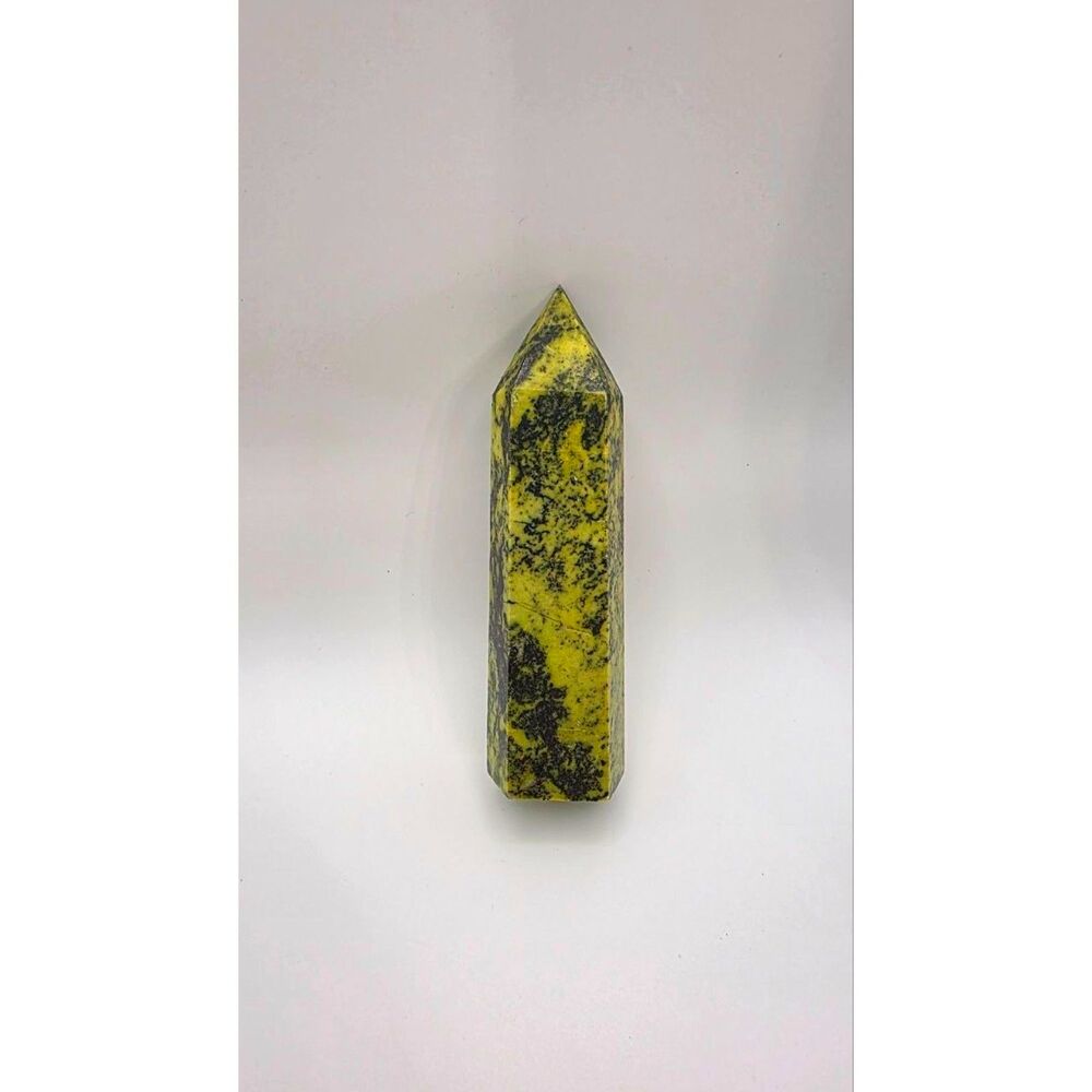 Serpentine Crystal Tower Green Black Polished Obelisk Point